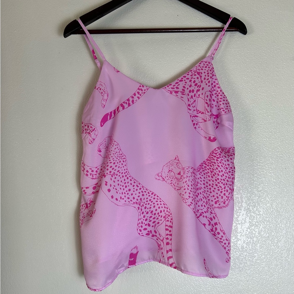 Peach Love California Fashion V Neck Tiger Cheetah Print Sling Home Pajamas Set - Picture 6 of 15